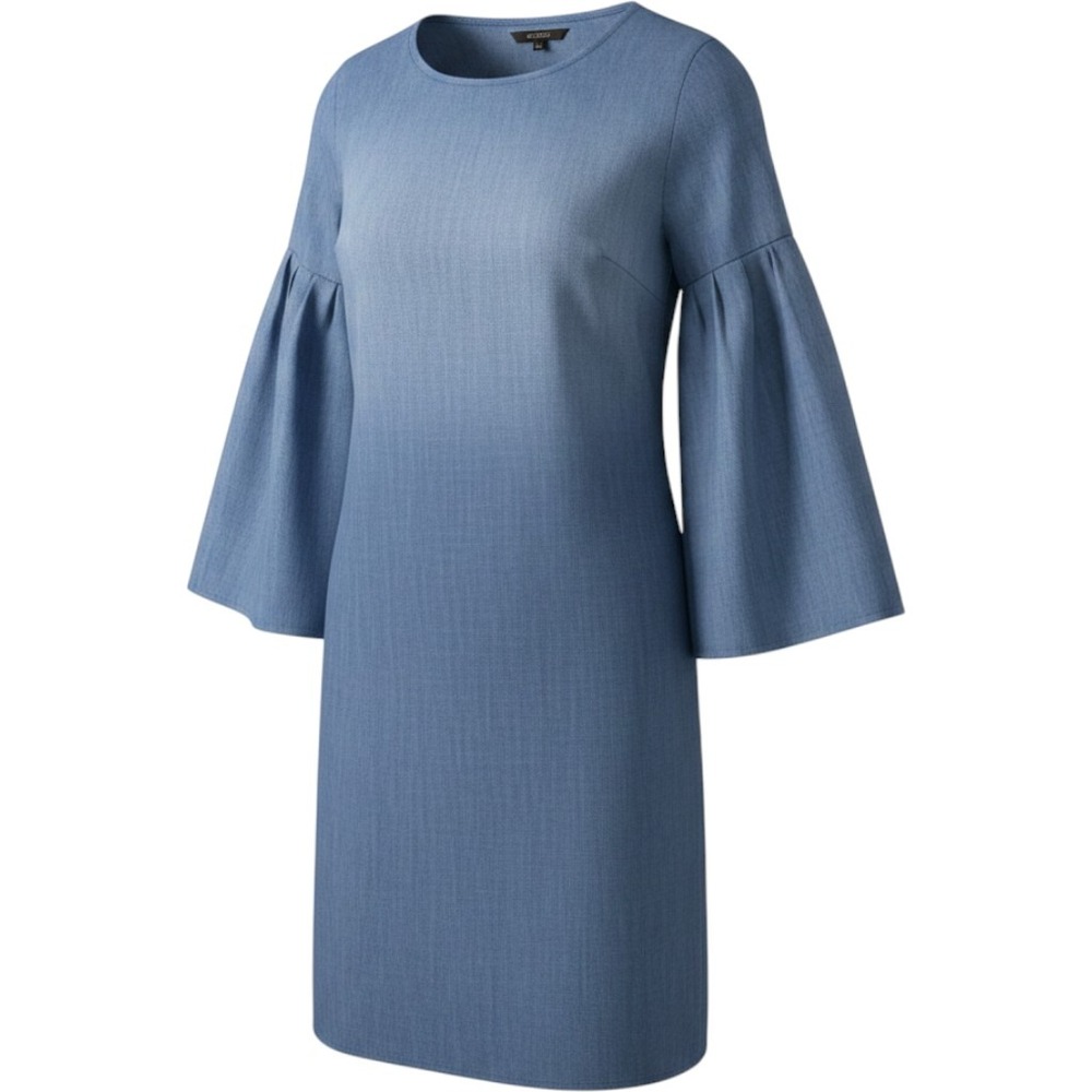 Cloth & Stone Anthropologie Blue Tencel Lyocell Tie Back Bell Sleeve Dress M